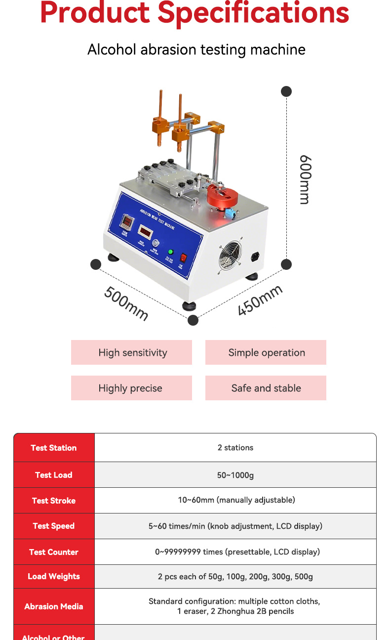 precisionlift™ alcohol & eraser abrasion tester – professional surface durability testing machine